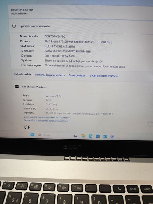 Acer Aspire A315-24P | Ryzen 5 7520U | 16GB RAM | 512GB SSD Amanet SZ Non Stop
