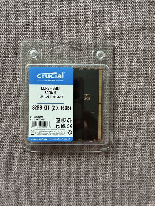 Kit RAM laptop 32GB DDR5 5600MHz Crucial (2x16GB) – Nou, sigilat
