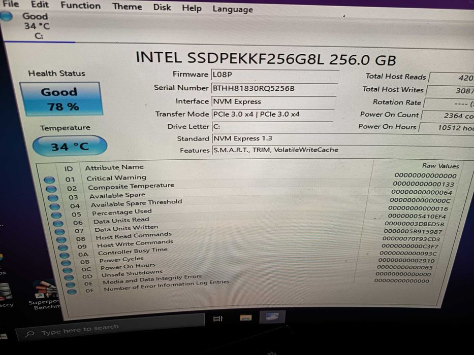 Kit upgrade, ssd M2  256gb nvme pcie  Intel + o placuta ddr4 de 8gb Micron