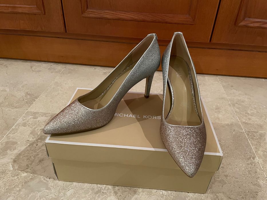 Pantofi cu toc Michael Michael Kors glitter aurii argintii 37.5