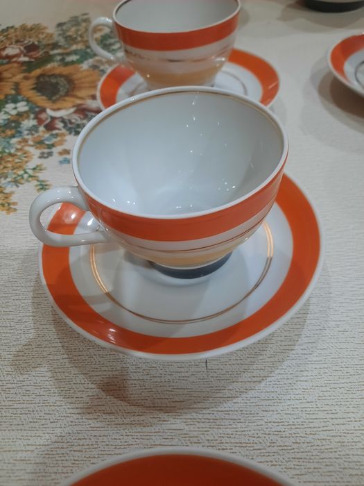 Чайный сервиз "Радиоволны" на 5 персон. Барановского ФЗ, клеймо 1960-7