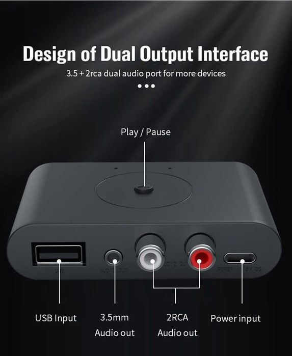 Безжичен аудио приемник и предавател B-29 с Bluetooth 5.0, USB вход