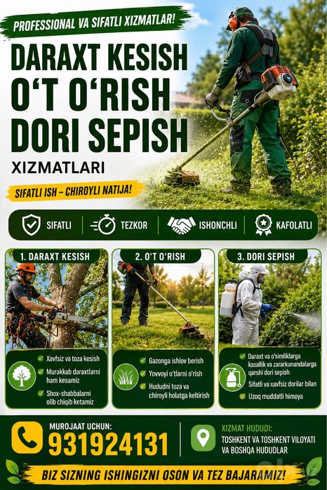 Daraxt kesish    Gazon òrish Òt òrish hizmatlari