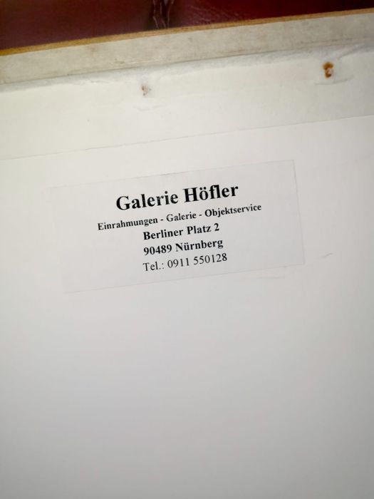 Картина в синьо Маьорка  рамка паспарту стъкло авторска подписана