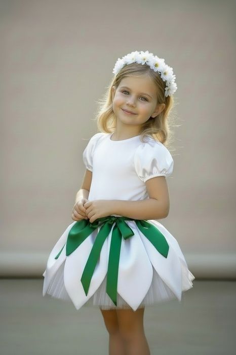 Costum rochiță  serbare ghiocel fete mărimi 3,4,5,6,7 ani made în Româ