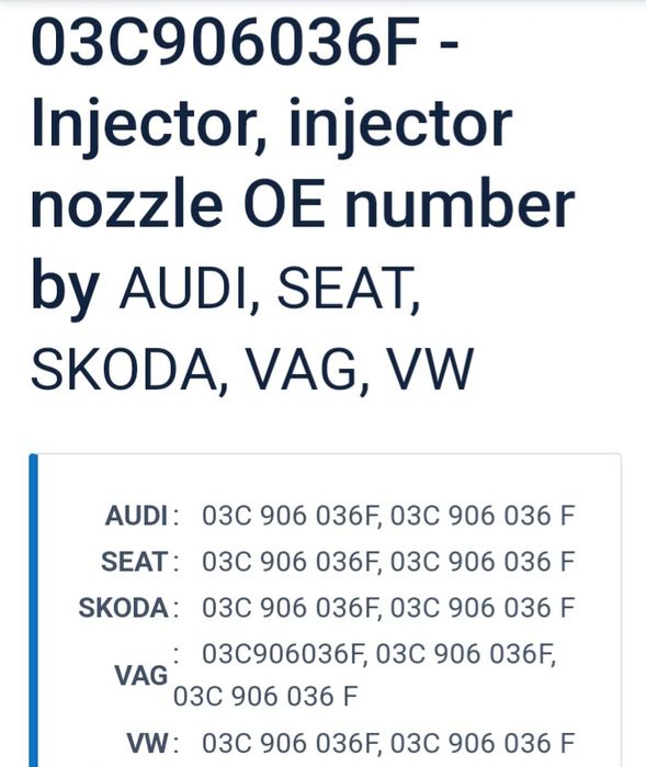 Injectoare gama Vag TSI COD 03C906036F