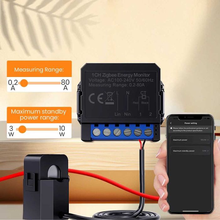 AVATTO WPM16 WiFi двуканален модул за енергиен мониторинг