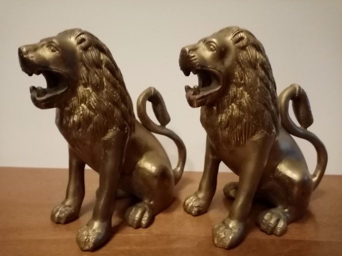 Set de 2 superbe sculpturi asiatice din bronz masiv