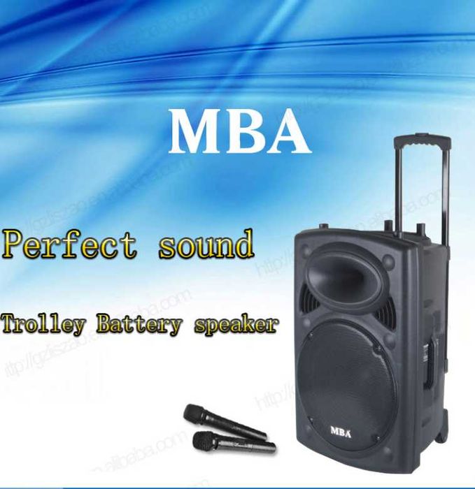 15'' Мощна караоке тонколона MBA F-15W с акумулатор, Bluetooth, FM,