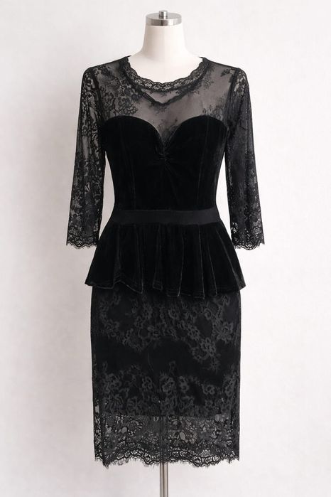 Rochie dantela si catifea