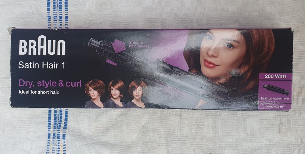 Perie cu aer cald Braun Satin-Hair 1 AS 110, 200 W, 2 Trepte, Perie 18 mm, Negru