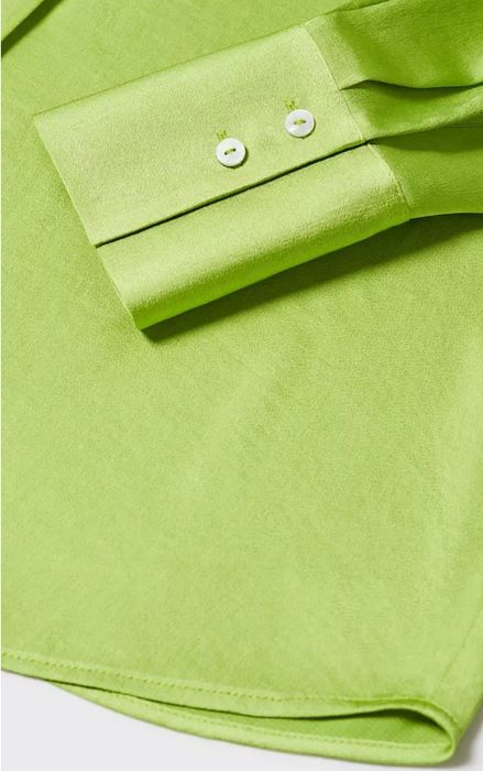 Cămașă fluidă satintată Mango  verde smarald, mărimea XL