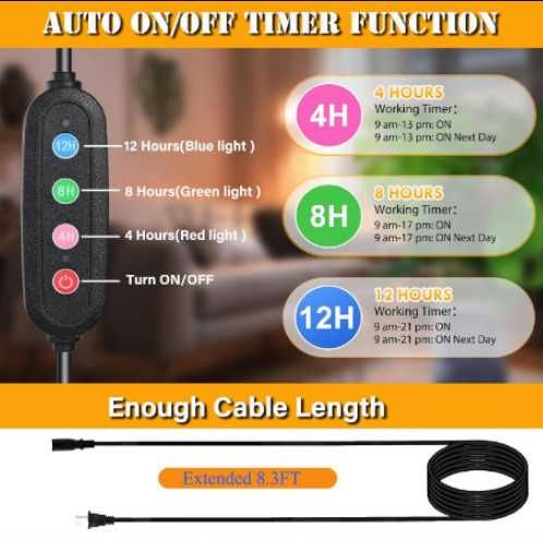 LED лампа за отглеждане на растения 25 W, фитолампа с пълен спектър