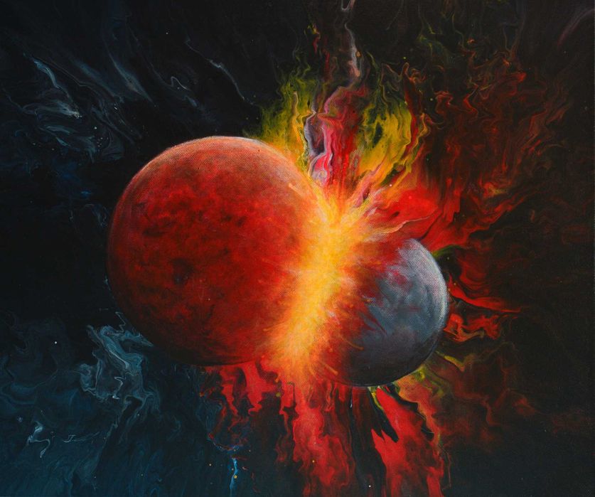 Vand tablou abstract realizat prin tehnica turnarii (pouring) !