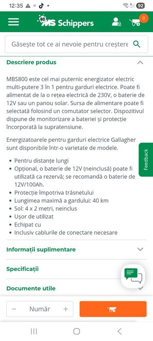 De vanzare Gallager Mbs 800 40km