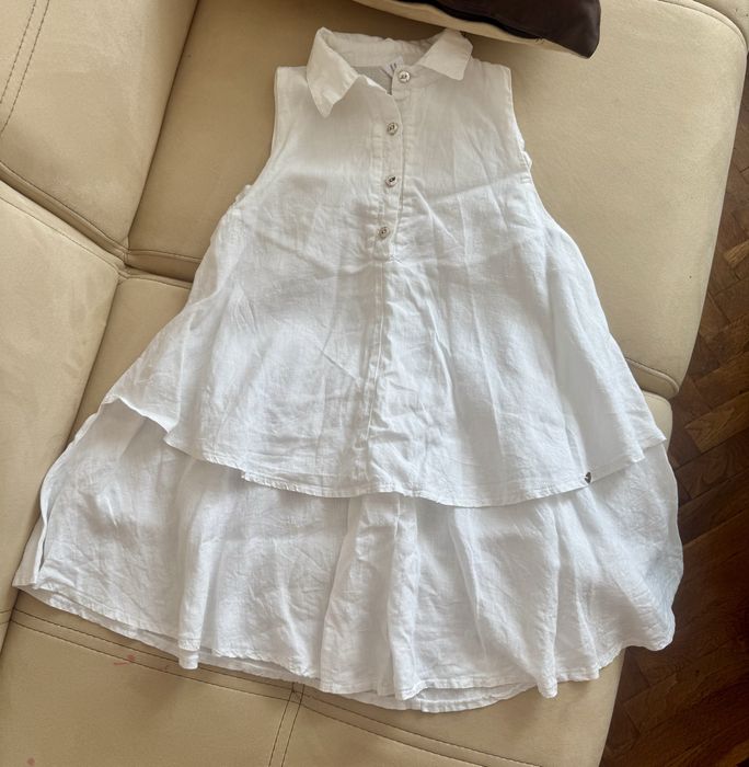 Къси панталонки с висока талия и бродерия за плаж и ленена рокля