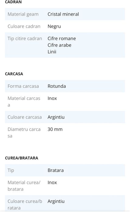 Ceas Damă Fossil Rye BQ3637 - Nou (Cadran Negru, Oțel Inoxidabil)