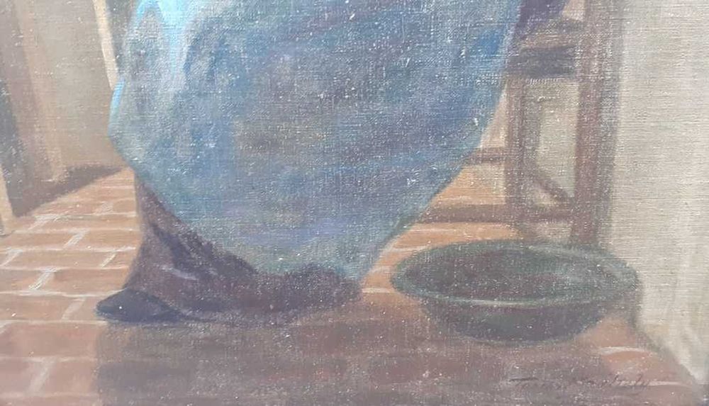 Tablou vechi - gospodina - semnat indescifrabil