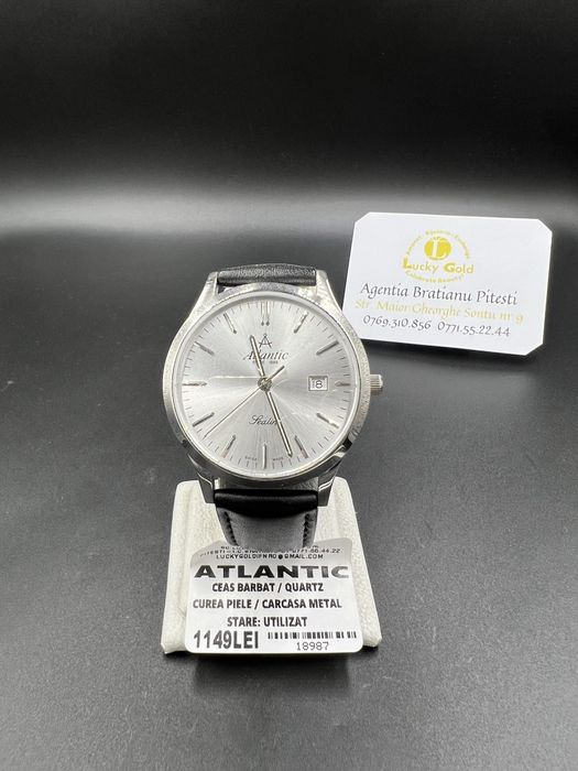 Ceas Atlantic quartz, curea piele cod 18987