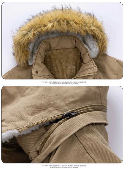 Новая зимняя куртка с меховым капюшоном цвета Хаки 52,54,56 до 120 кг