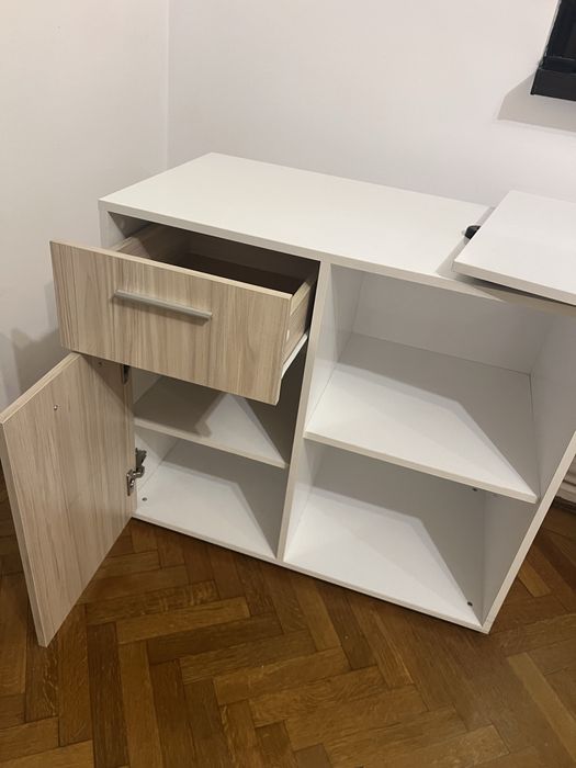 Birou modular alb/maro