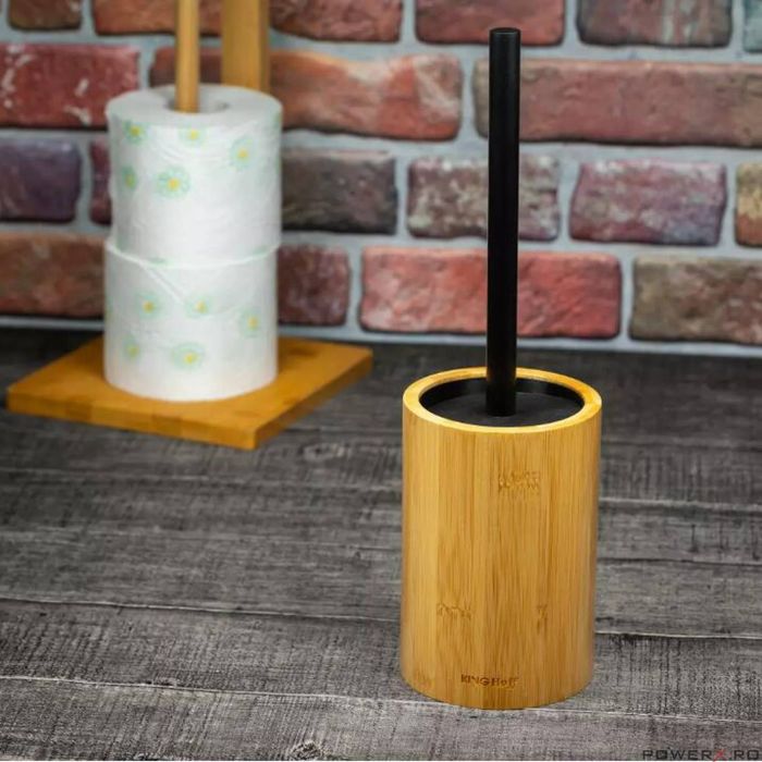 Perie pentru wc, cu suport din bambus, 10,5x10,5x36 cm, KingHoff