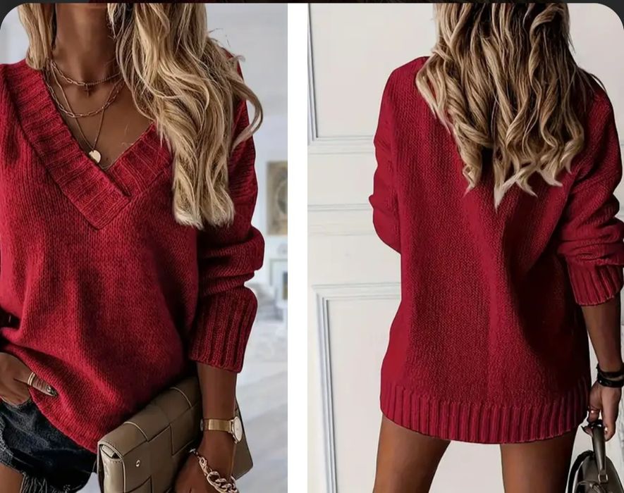 Червен пуловер размер S