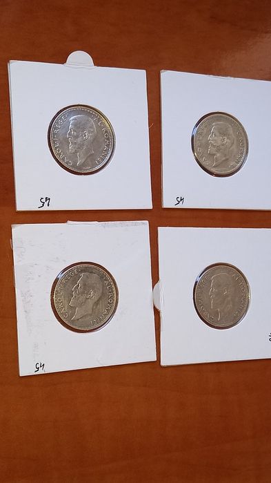 Vand 4 monede argint de 1 leu ani 1910, 1911, 1912 și 1914, infoliate,stare f buna