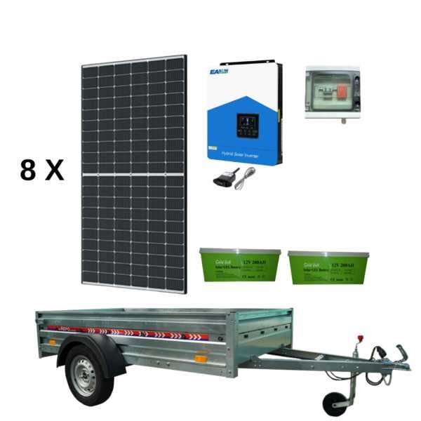 Sistem mobil fotovoltaic pe remorca off-grid,8 x panou Canadian 460w