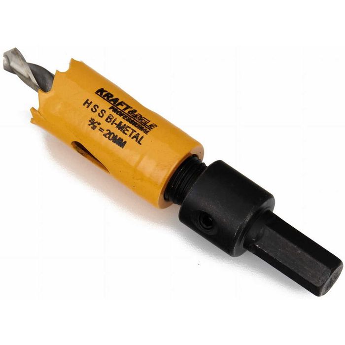 Set carote pentru lemn si metal cu adaptor, 19-76 mm, 17 piese, Kraft
