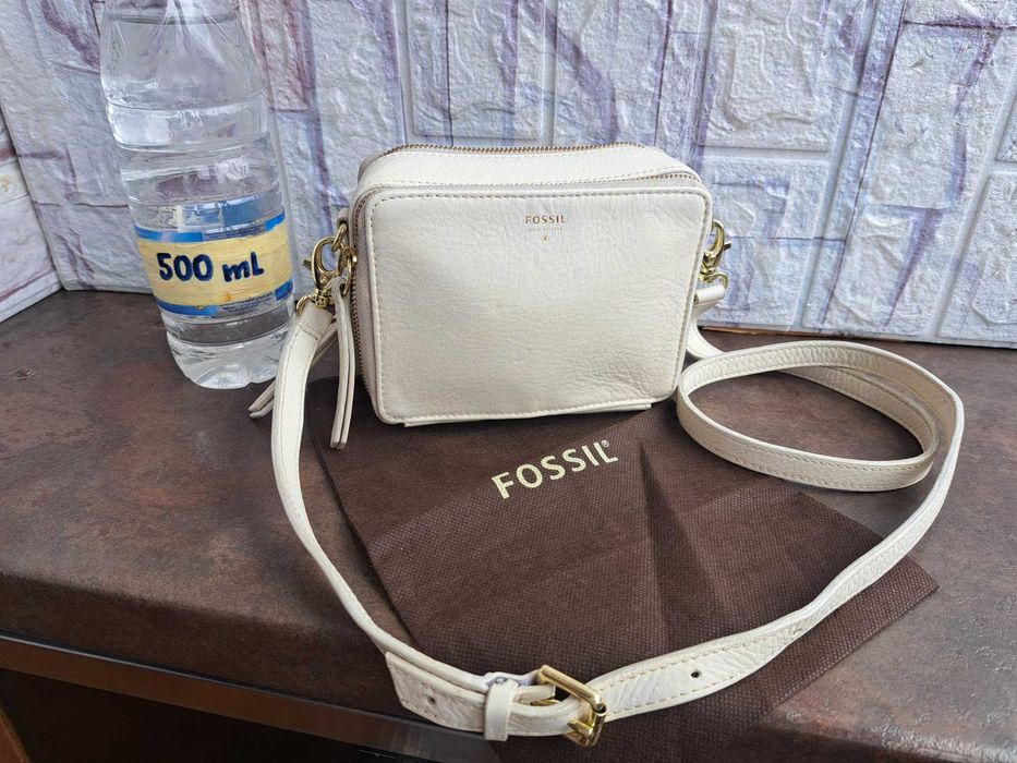 дамска чанта Fossil малка чантичка/портфейл-естествена кожа