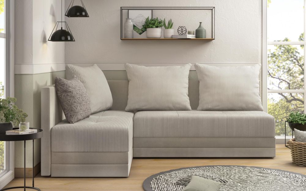 Coltar extensibil cu ladă de depozitare Aramo, bej / bej deschis