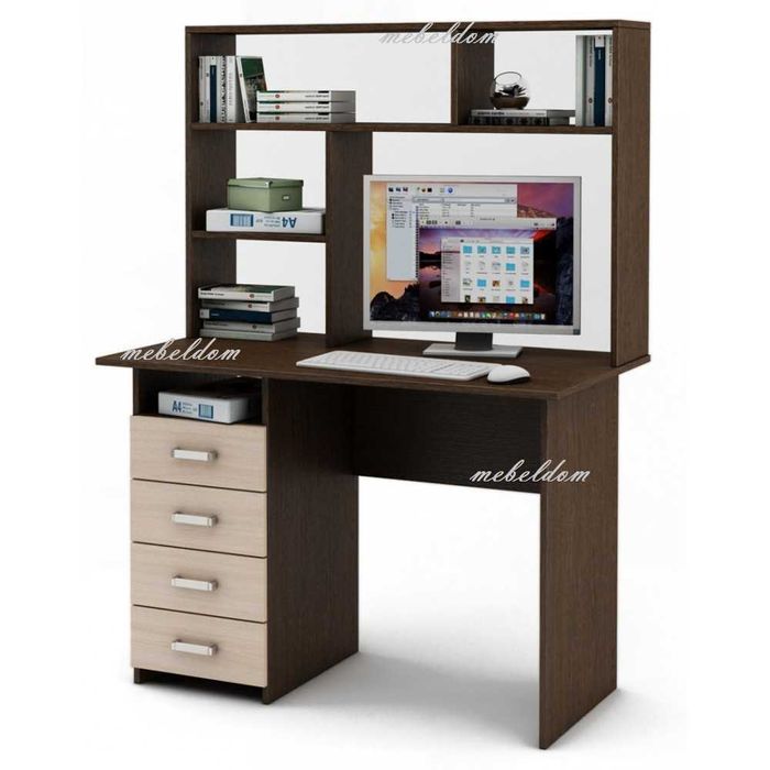 Бюро 110см. с надстройка и 4 чекмеджета(код-1123)