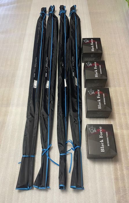 SET 4 Lansete Super Point 3.9m, 4.5lbs 2segmente + 4 Mulinete FL 9000