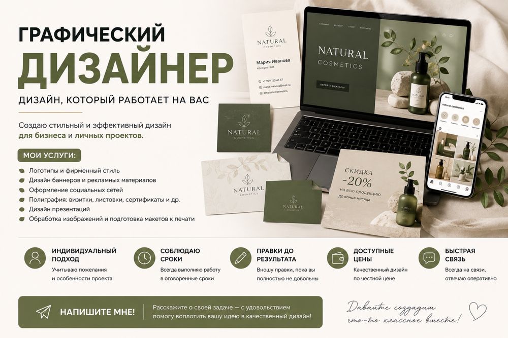 Дизайн листовок, визиток, баннеров и тд.
