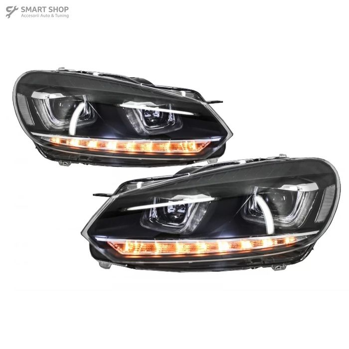Faruri LED VW Golf 6 VI (2008-2013) Design Golf 7 3D U Design Semnal L
