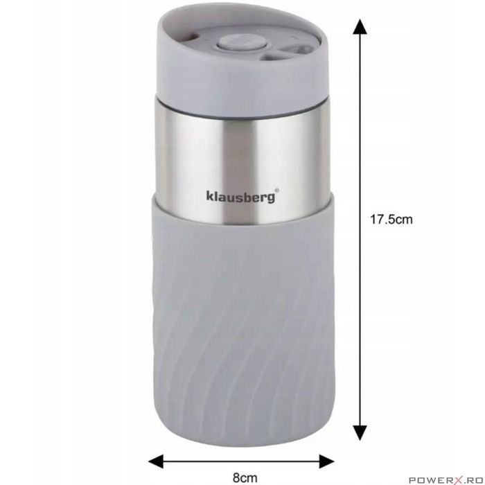 Cana termica, gri, 300 ml, termos, inox, Klausberg