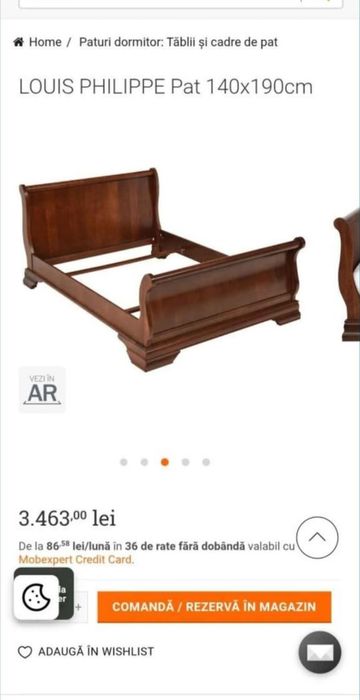 Pat cu noptiere Louis Philippe