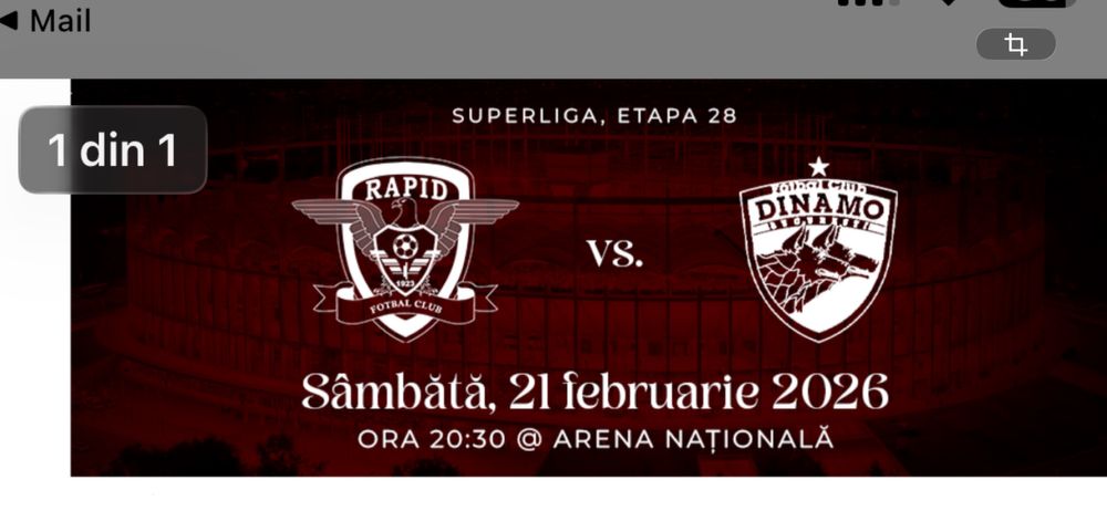 Vand 3 bilete Rapid - Dinamo tribuna 2 inel 1