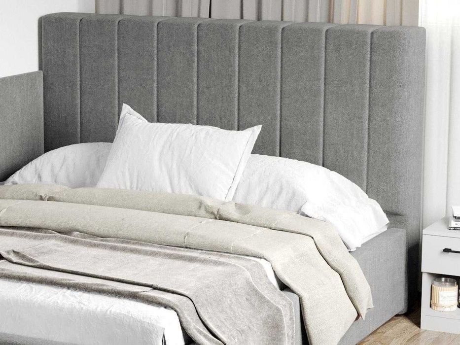 Pat Tapitat de colt Adam Gri Falcone 21 cu somiera fixa