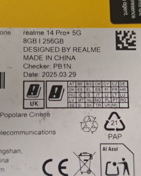 Realme 14 Pro Plus, 8/256 GB, Nou, Garanție