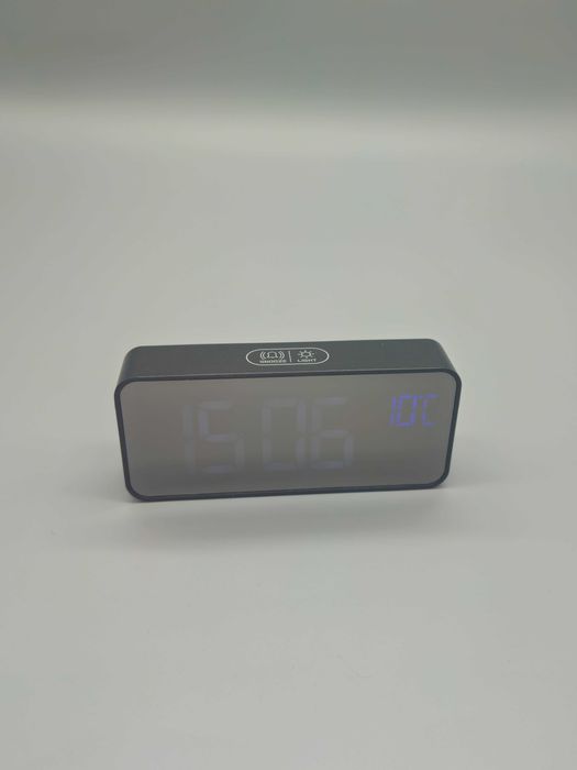LED огледален дигитален будилник с двойна аларма, температура и snooze