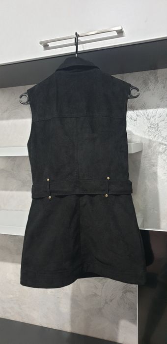 Jacheta Select fara maneci, piele intoarsa, 34/XS, Negru