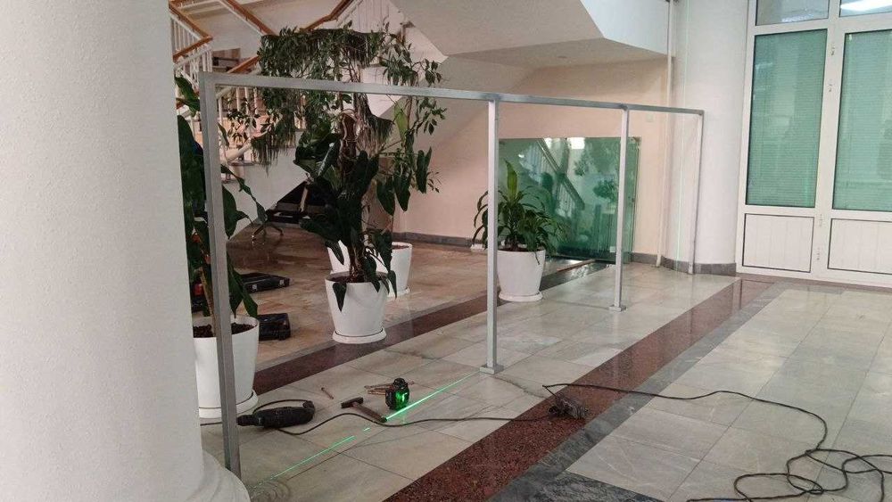 Стеклянные перила, перила, ограждение, perila, steklo, oyna, решётка