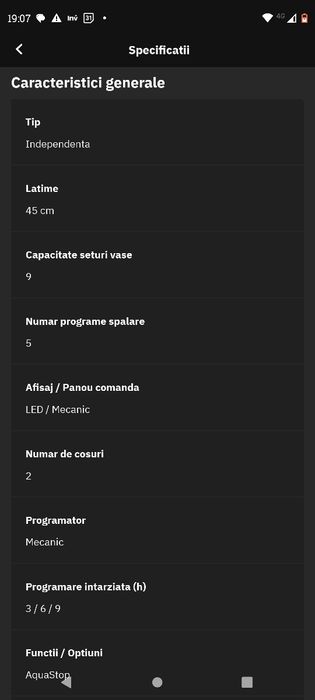 Vand masina se spalat vase Gorenje independenta 45 cm