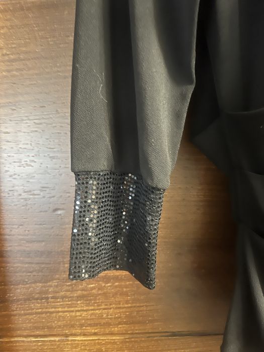 Bluza tunica neagra eleganta drapata cu paiete S-M