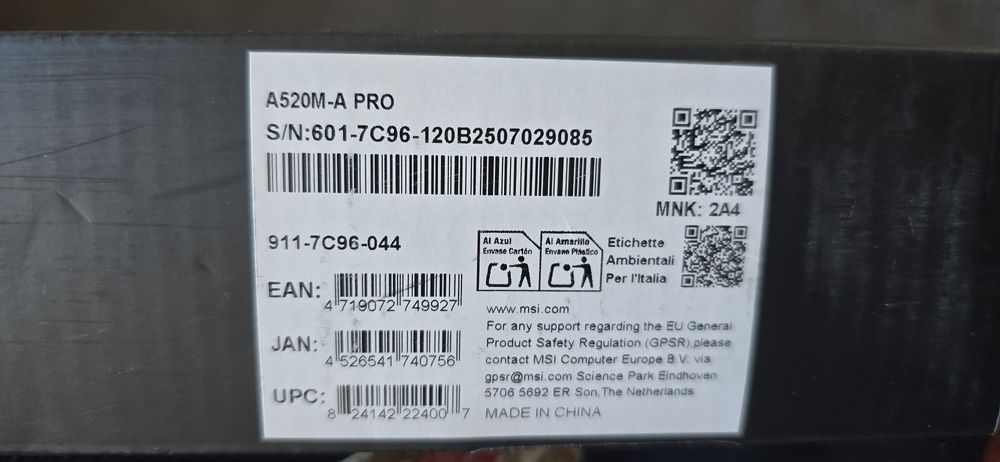 Vandut Placa Baza Msi A520M-A PRO Socket AM4 NVME M.2 Noua