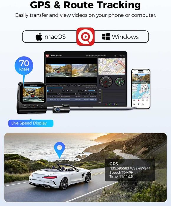 Видеорегистратор V620 4К+1К WiFi 2.4“ Parking Night WDR GPS ADAS 64GB