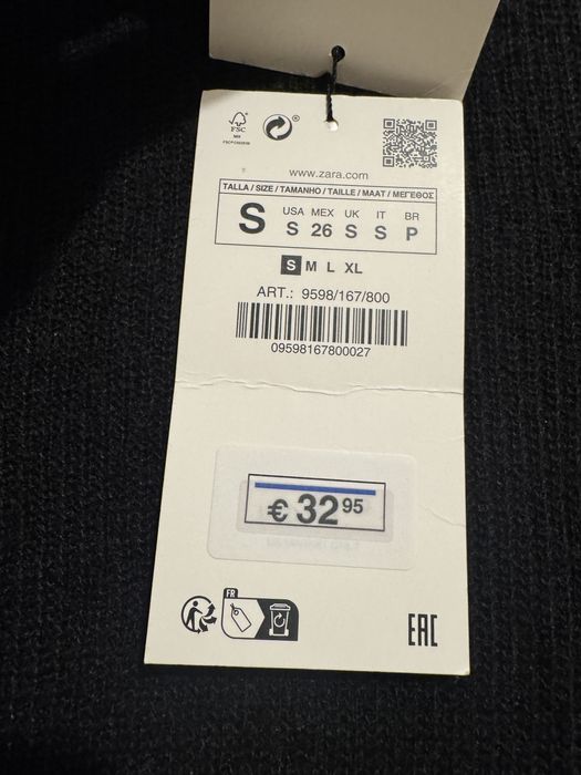 Pulover tricotat subțire mix lana alpaca negru Zara mărimea S