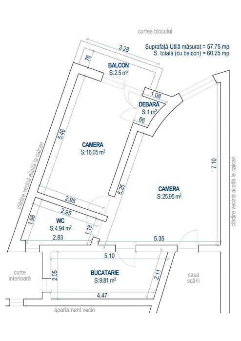Chirie centru - apartament 2 camere nou in bloc nou prima inchiriere